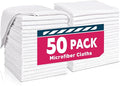 TEAWOO White Microfiber Towels- 50 Pack, Microfiber Cleaning Cloths Bulk, Microfiber Towels for Cars, Cleaning Rags (12x12 inches)