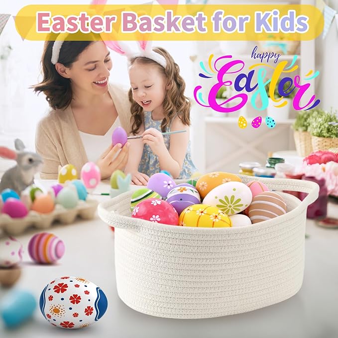 Cute Burgundy Woven Gift Basket – Empty Burr Baskets for Valentines Day Birthday Raffle, Decorative Storage Organizer Box for Toys Seasonal Decor (13" D x 8" W x 6" H)