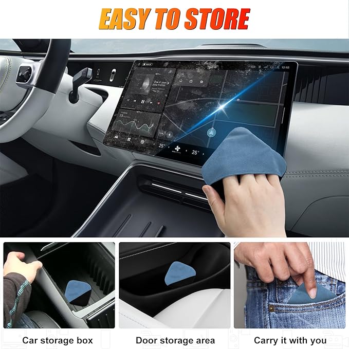 SuperKaKa 2Pack Car Screen Cleaners- Vehicle Touchscreen Microfiber Cleaning Cloth, Touch Screens Clean Wipes Cars Interior Accessories Universal for Tesla Dashboard Display (Blue)
