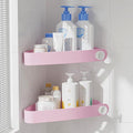 Sotfamily Plastic Shower Caddy Corner (For 90° Only), 2 Pack Adhesive Corner Shower Shelves for Bathroom Organizers and Storage, Pink