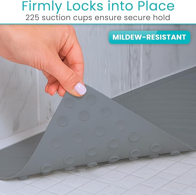 Vive Non-Slip Bath Mat with Suction Cups - 28" x 16" Extra Large Rubber Mat for Safety & Comfort - Patented Grip Prevents Slips and Falls for Kids, Elderly, Men, Women - XL Non Skid Shower & Tub Cover