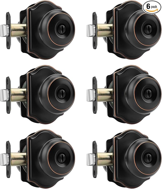 Haidms Oil Rubbed Bronze Door Knobs Interior, Privacy Interior Door knobs, Bronze Indoor Doorknobs for Bedroom or Bathroom (6 Pack)