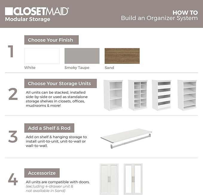 ClosetMaid Modular Storage Shelf Unit with 3 Shelves, White