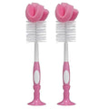 Dr. Brown's Reusable Sponge Baby Bottle Cleaning Brush with Suction Cup Stand, Scrubber and Nipple Cleaner, BPA-Free, Pink, 2-Pack