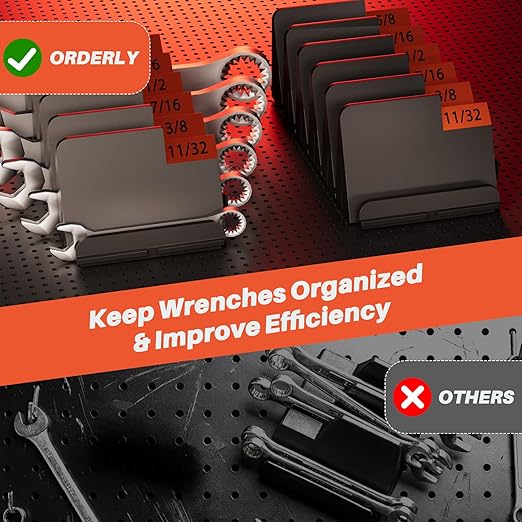 32 PCS Modular Wrench Organizer Wrench Holder - Wrench Tool Organizers for Tool Drawer Storage, Wrench Storage Set with Metric & SAE Label, Wrench Rack Tool Gift for Mechanics, Father, Men, Black