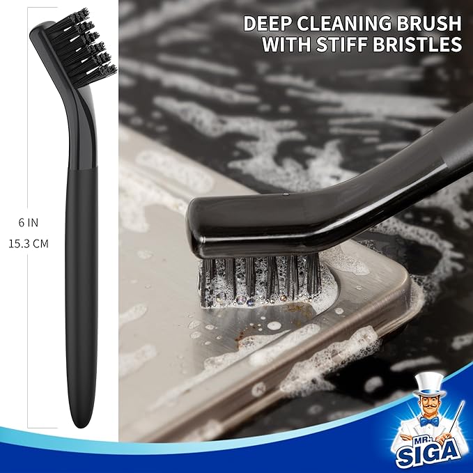 MR.SIGA Grout Cleaner Brush Set - Detail Cleaning Brush Set for Tile, Sink, Drain, Grout and Edge, Crevice Cleaning