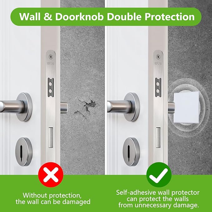 HOME MASTER HARDWARE Self Adhesive Wall Protector Square 4 inch, 10 Pack Door Handle Wall Shield Guard Door Stop, Rigid Vinyl Wall Protection Pad White
