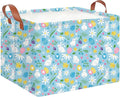 CLOCOR Rectangular Easter Gift Basket Empty,Waterproof Toy Bin with Handles,Books Basket,Room Decor(Rabbits Easter Basket)
