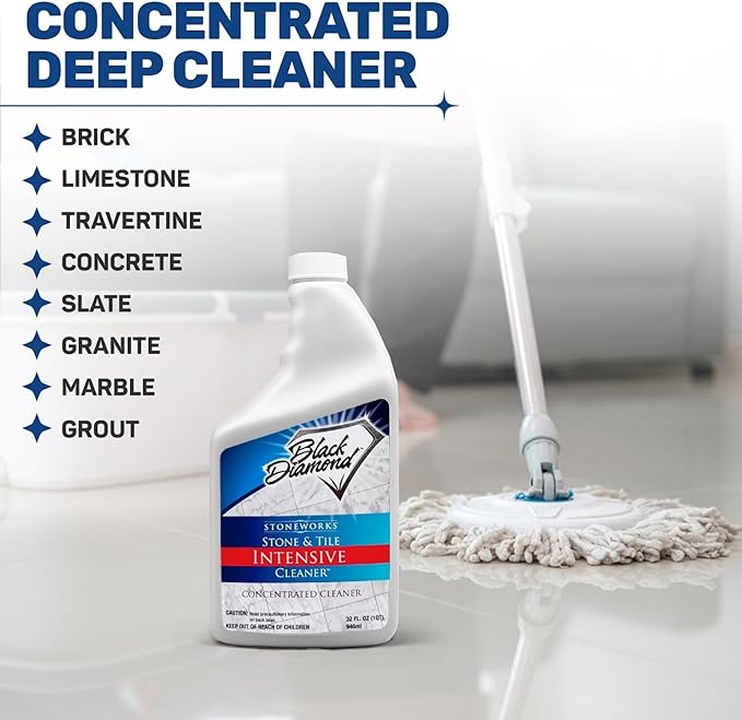 Black Diamond Stoneworks Stone & Tile Intensive Cleaner – Professional Deep Cleaner for Marble, Limestone, Travertine, Granite, Slate, Ceramic & Porcelain Tile – Acid-Free Concentrate (4-Gallons)