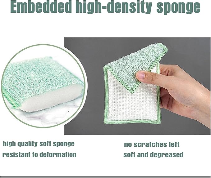 Dish Sponge Kitchen Sponges,Scrub Sponges Bamboo Fiber,Double Sided Cleaning,Non Scratch,Durable Thickening (Large 6-Pack)