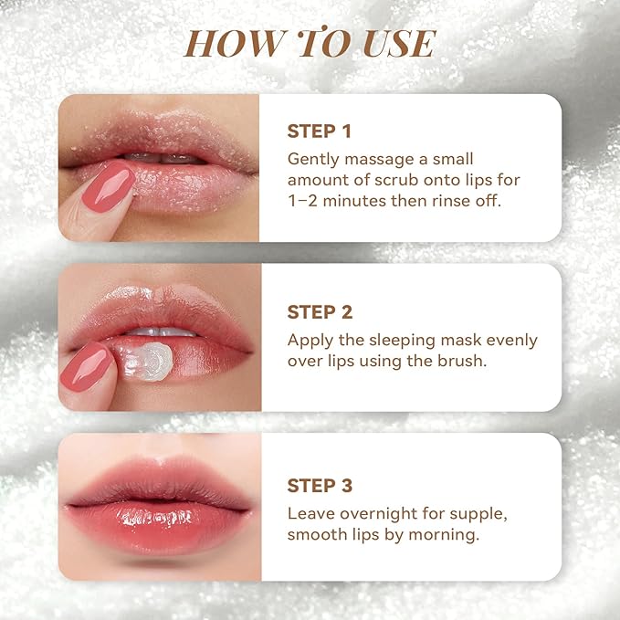 ANAI RUI Coconut Lip Scrub & Lip Mask Set with Shea Butter, Lip Scrubber Exfoliator Enriched with Vitamin E, Sugar Scrub for Dry Lips, Hydrating Lip Mask, Gifts For Women