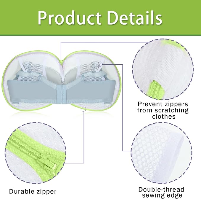 Shappy 6 Pieces Bra Washing Bag for Laundry Mesh Wash Lingerie Underwear Brassiere Washing Bags with Zipper for Women Laundry Storage(7.87 Inch,Green)