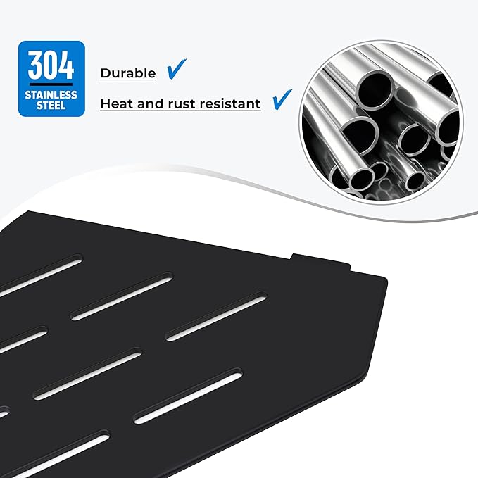 FerdY 2-Pack 10" Matte Black Recessed Corner Shower Shelf, for Tiled Bathroom Walls, 304 Stainless Steel Floating Shelf, Shower Caddy Storage Shelves, No Drilling Required, Striped Diamond