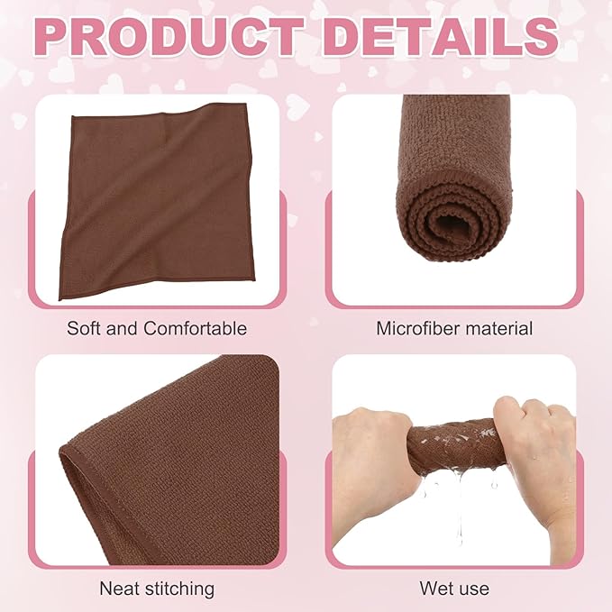 uxcell 5 Pcs Microfiber Cleaning Cloth, Kitchen Towels Reusable Microfiber Towels Highly Absorbent for Household Cleaning Supplies, Kitchen, Bathroom, Brown(Square), 11.8" X11.8