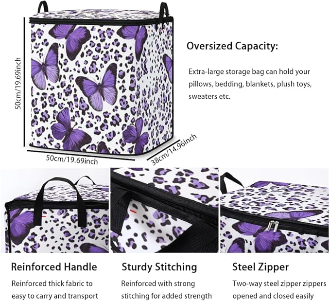 2pcs closet organizers and storage under bed,clothing blanket sweater sheet bedding comforter duvet quilt pillow toy storage bags with lids,dorm room essentials for containers 95L