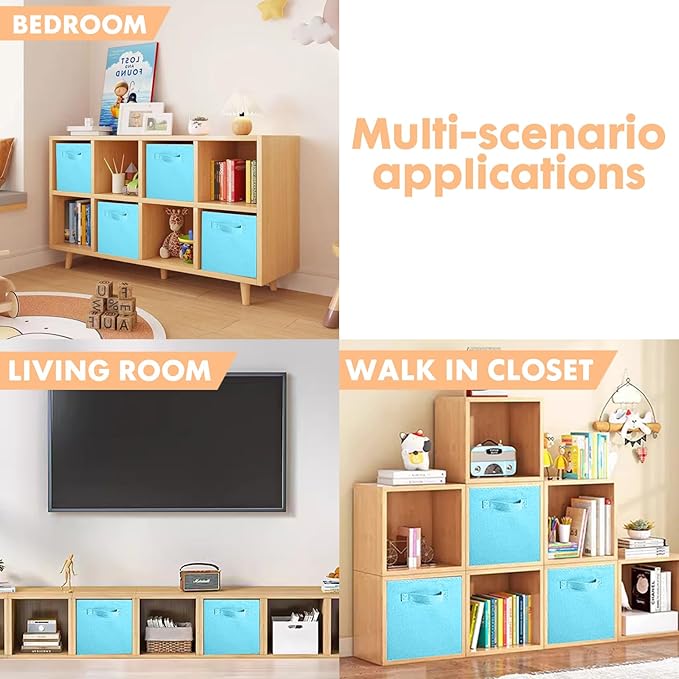 ShellKingdom Foldable Fabric Storage Cubes And Cloth Organizer Drawer For Closet And Toys, 13 X 13 X 13 INCH, 2 Pack (Light Blue)