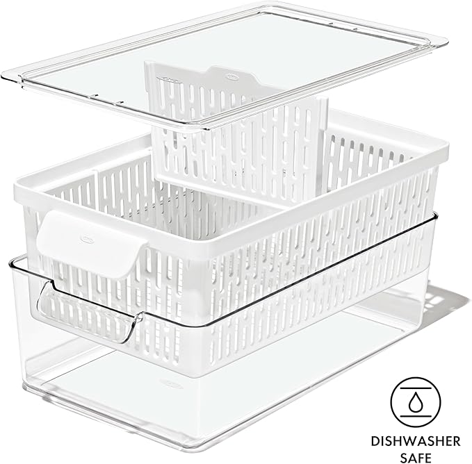 OXO Good Grips Produce Saver – Medium Bin, 13.8 x 7.4 x 4.7 in, White