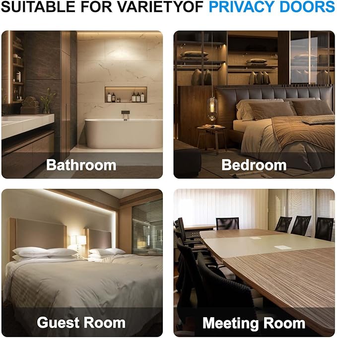Privacy Door Levers, 5 Pack Matte Black Door Handles, Bed and Bath Door Locksets Heavy Duty Keyless Interior Handles, Reversible for Left Right Handed Doors