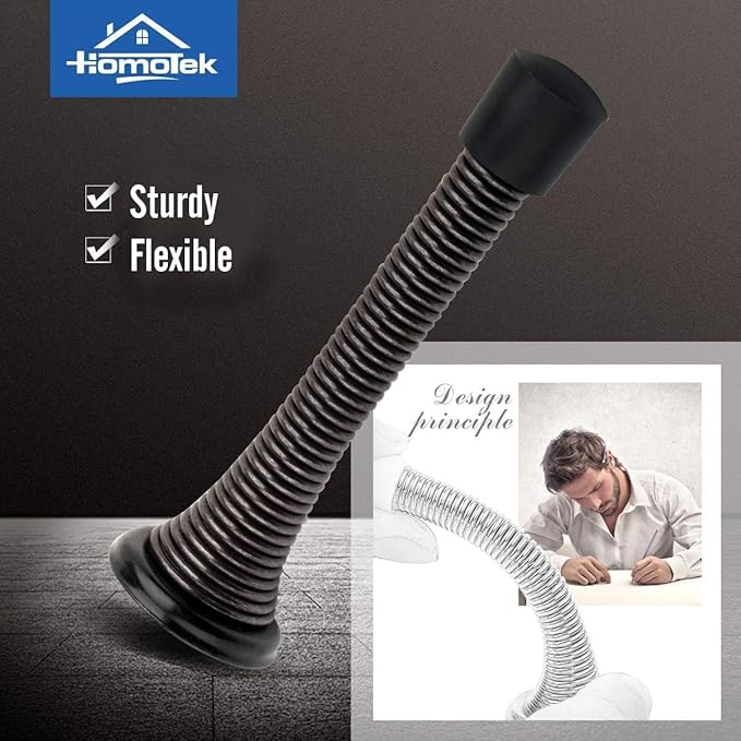HOMOTEK 20 Pack Oil Rubbed Bronze Spring Door Stops,3-1/8” Heavy Duty Door Stop - Flexible Spring Door Stopper with Low Mounted Black Rubber Bumper Tips
