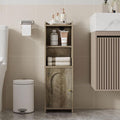 Bathroom Storage Cabinet, Corner Floor Cabinet with Doors and Adjustable Shelf, Narrow Toilet Paper Cabinets, Bathroom Organizer for Small Spaces, Rustic Greige BC39705X