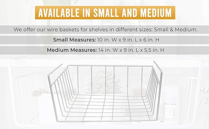 YBM Home Under Shelf Wire Basket Storage Organizer for Kitchen Pantry - Hanging Storage Cabinet Organizer Rack Adds Extra Storage Space Underside the Shelf, Small