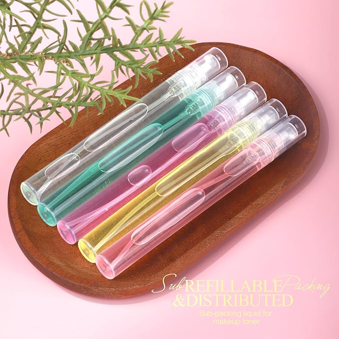 Fandamei Mini Spray Bottle, 10 Pack 10ml Plastic Spray Bottle, Fine Mist Refillable Perfume Bottle, Perfume Atomizer, Small Empty Sample Containers, Portable Travel Bottle