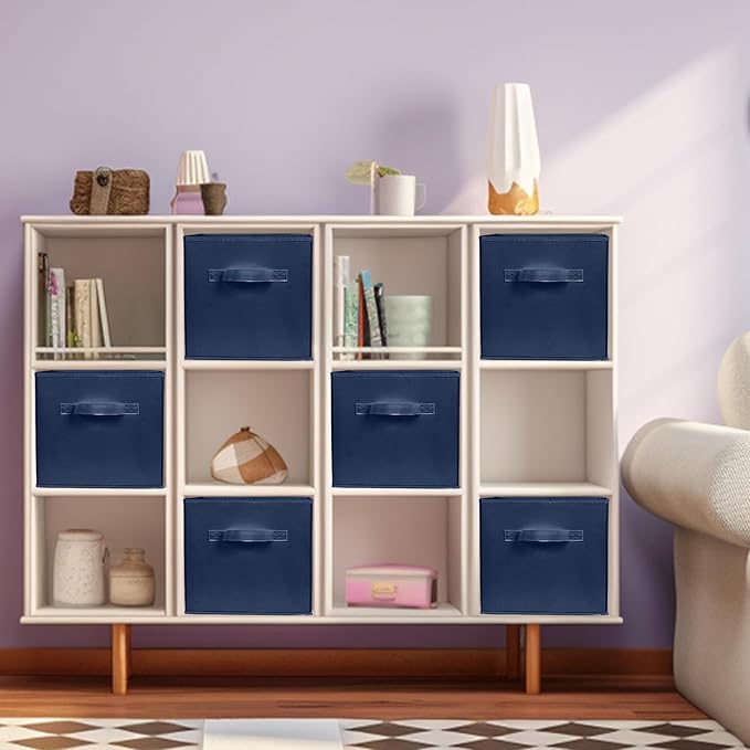 ShellKingdom Storage Bins, Foldable Fabric Storage Cubes And Cloth Organizer Drawer For Closet And Toys, 2 Pack (Dark Blue)