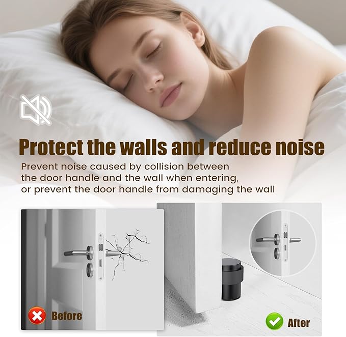 20 Pack Black Door Stoppers for Floor Mounting， Door Stopper Heavy Duty，304 Stainless Steel Cylindrical Made with Rubber Bumper，Floor Mount Door Holder Keep Door Open