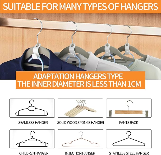 Clothes Closet Hook Hanger Space Saving Hangers Hooks Cascading Plastic Saver Organizer (100PCS, White)