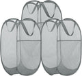 BATTOO Deluxe Strong Mesh Pop up Laundry Hamper Basket with Side Pocket for Laundry Room, Bathroom, Kids Room, College Dorm or Travel 3 x Grey