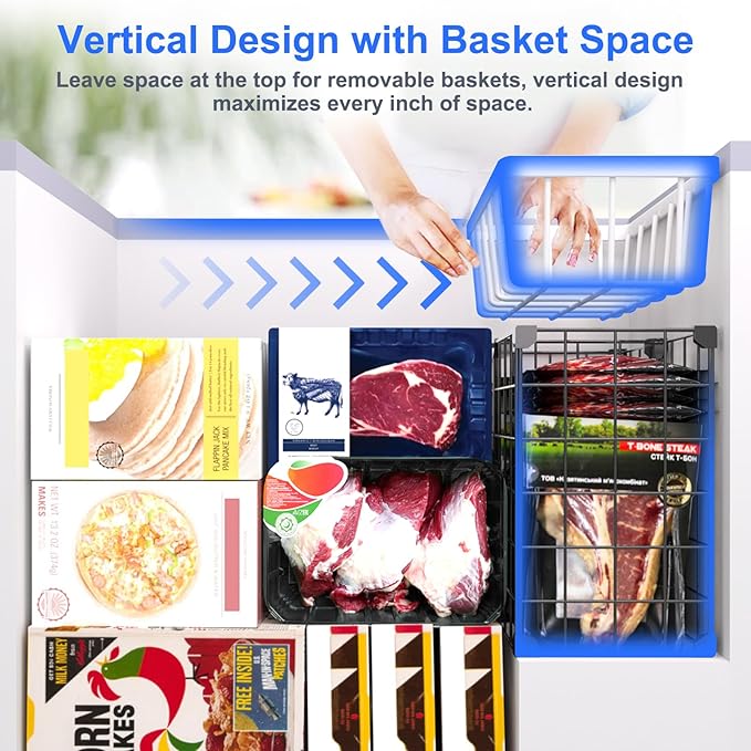 Freezer Organizer Bins, Freezer Dividers for Deep Chest Freezer Compressor Area, Black Wire Basket Shelf for Food Storage Kitchen Refrigerator Organization (Medium)