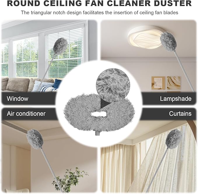 Storystore Ceiling Fan Cleaner Duster - Adjustable Duster with Extension Pole,Dusters for Cleaning Fan Blade, Walls and Cobweb (7FT/Grey)