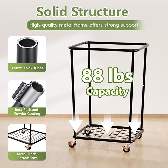 150L Laundry Basket with Wheels, Rolling Laundry Hamper with Cloth Cover, Laundry Cart with Metal Frame & Removable Bag, Large Dirty Clothes Hampers for Bedroom Aesthetic, Laundry Room Bathroom, Grey