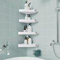 Sotfamily Plastic Shower Caddy Corner (For 90° Only), 4 Pack Adhesive Corner Shower Shelves for Bathroom Organizers and Storage, White