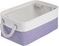 Storage Baskets for Shelves 11.8x7.9x5.2 Inch, Foldable Fabric Storage Bins with Handles, Small Storage Baskets for Organizing Closet, Office, Home Organization (1-Pack, White&Purple)