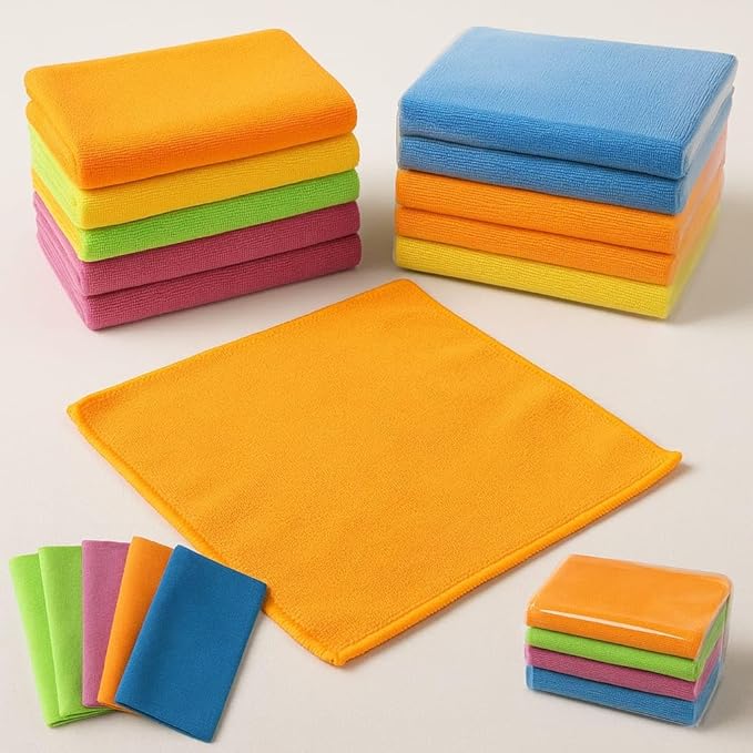 Microfiber Cleaning Cloths, 12 Pack – Thick, Lint-Free, Streak-Free Towels for Home, Kitchen, Car, Glass & Electronics – Ultra Absorbent & Reusable – 11.8” x 15.7”, 6 Mixed Colors