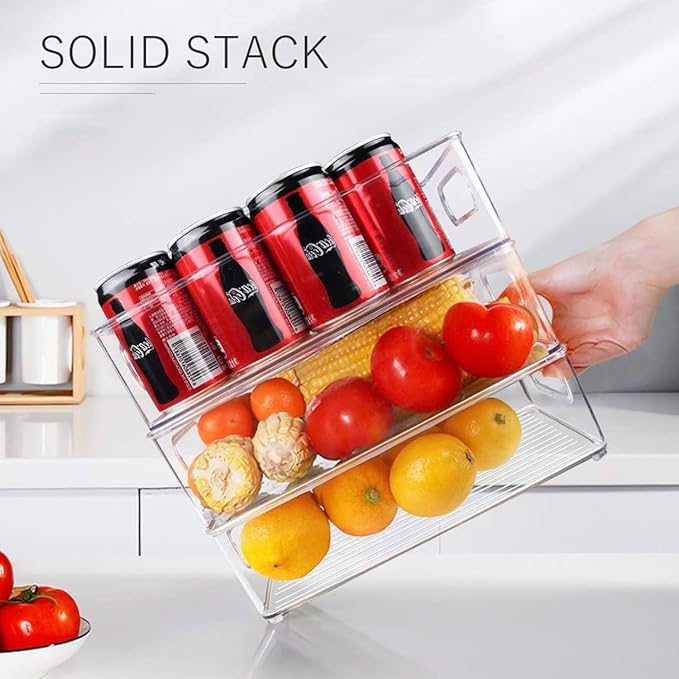 9 Pack Refrigerator Organizer Bins,3 Sizes Clear Pantry Storage with Handles for Fridge, Freezer, Shelves, Drawer, Bins, Snack Organizer for Home & Kitchen