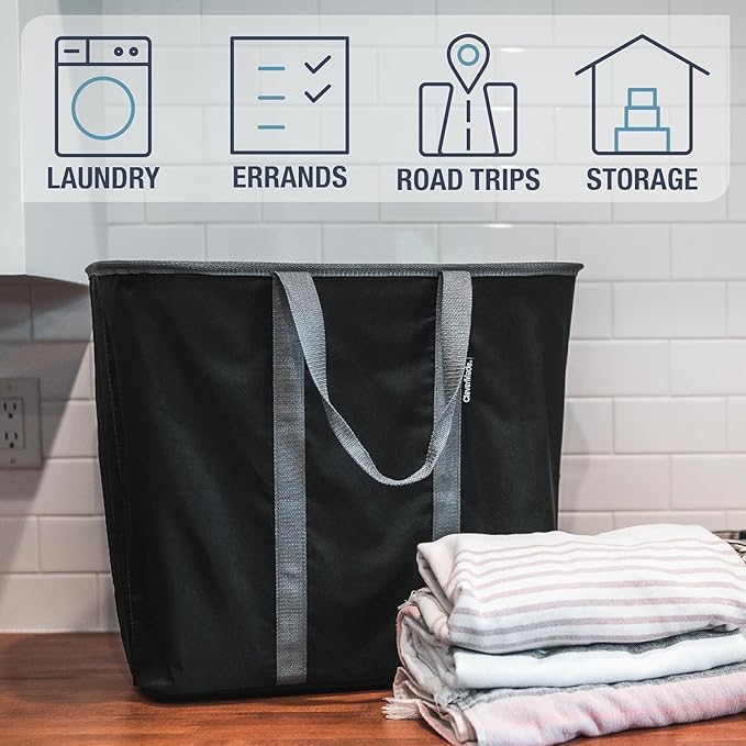 CleverMade Collapsible Laundry Caddy - Gray Stone Gray 2 Pack 64L / 17 Gal - Foldable Storage Organization Container Clothes Room Storage Solution