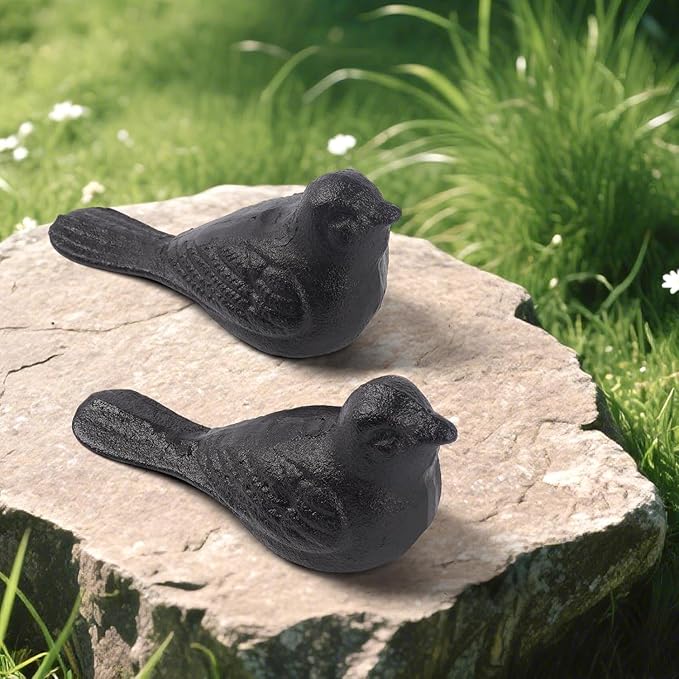 Cast Iron Bird Heavy Duty Door Stopper - Avoid Drilling Holes with Handle Metal Antique Decorative Vintage Rustic Door Stopper for Office, Home， Bedroom and Exterior Doors (2, Black)
