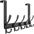 Dseap Over Door Hook 2.0 - Upgraded Version - Simple-Assembly, Strong, Heavy-Duty Stainless Steel 5-Tri-Hook Over The Door Hanger Rack, SimpleStrong Series, Black