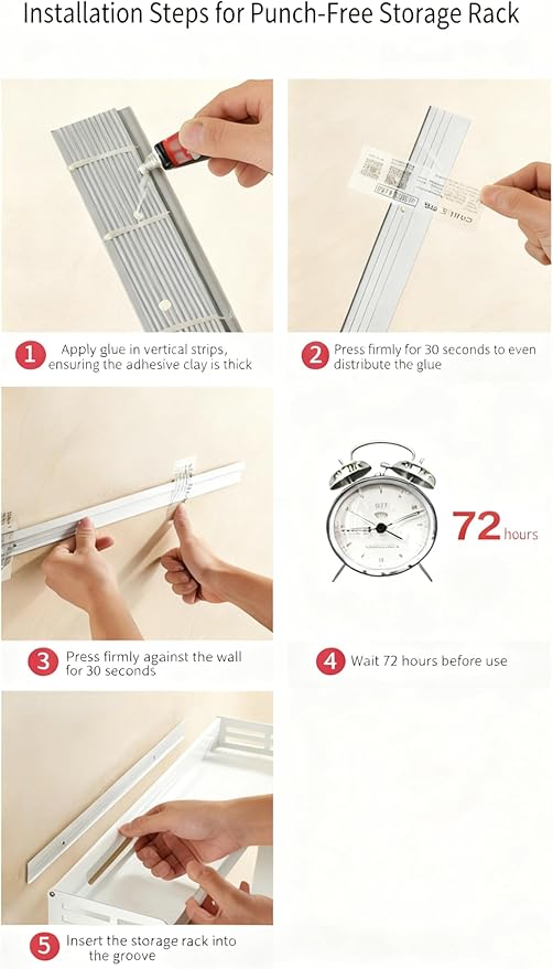 SEIDO Space-Saving Kitchen Utensil Holder | No-Drill Shelf Organizer | Wall Mount Spice Rack with Hooks | Space Aluminum | 24 Inch Long | White | 2-Piece Set