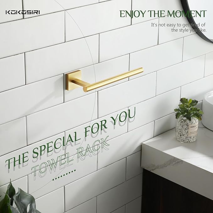KOKOSIRI Bathroom Towel Bar Gold Hand Towel Holders Wall Mount Toilet Kitchen Cabinet Paper Holder Stainless Steel Bath Accessories, B3008BG