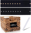 Temlum 18 Pcs Acrylic Basket Labels, Storage Tags with Chalk Marker Removable Label for Wire, Wicker, Woven Baskets & Pantry Storage (Rectangle, Black)
