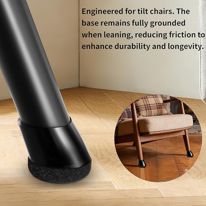 Ezprotekt 16 Pcs Chair Leg Floor Protectors, Silicone Covers Felt Furniture Pads for Hardwood Floors, Chair Leg Caps for Tilted Legs (15°-25°), Anti-Scratch and Reduce Noise Small Fit (0.55"-0.8")