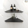 FerdY 2-Pack 10" Matte Black Recessed Corner Shower Shelf, for Tiled Bathroom Walls, Floating Shelf, 304 Stainless Steel Shower Caddy Storage Shelves, No Drilling Required, Rugby Diamond