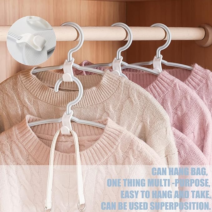 Clothes Hanger Connector Hooks, Space Saver Connector Hooks,5-Colors Hanger Extender Clips, Closet Organizer Space Saving Hangers for Clothes (50Pcs)