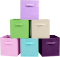 PowerKing Collapsible Storage Cubes with Handles, Fabric Foldable Bins for Closet Shelves, Durable Organization Storage Bins, 10.5'' x 11'' x 10.5'' (6 Colors, 6Pack)
