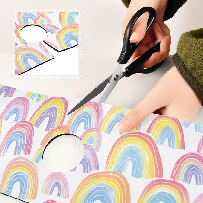 Kitchen Sink Splash Guard 2 PCS 30 Inch Sink Faucet Mat Splash Guard for Bathroom Countertop Water Absorbent Foldable Cuttable Soft Washable Gradient Cute Rainbows