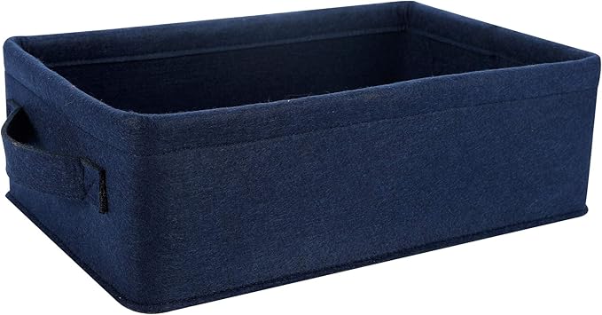 Small Storage Baskets Shelf Storage Baskets Navy Blue Fabric Storage Bin Narrow Storage Basket for Towels Dog Cat Toys Clothes Hats Belts Dippers Baby Toys Storage Basket Little