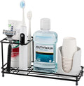 Toothbrush Holders for Bathrooms, Carbon Steel Tooth Brush Holder Electric Toothbrush and Toothpaste Organizer Bathroom Accessories for Countertop, Shower, Sink - Black